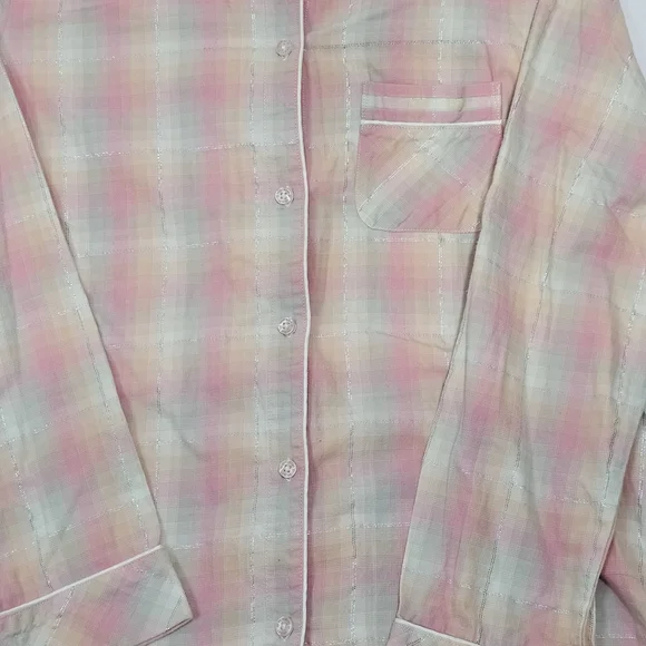 Victoria's Secret Pink and Cream Plaid Pajama Top Size S - Picture 8 of 9